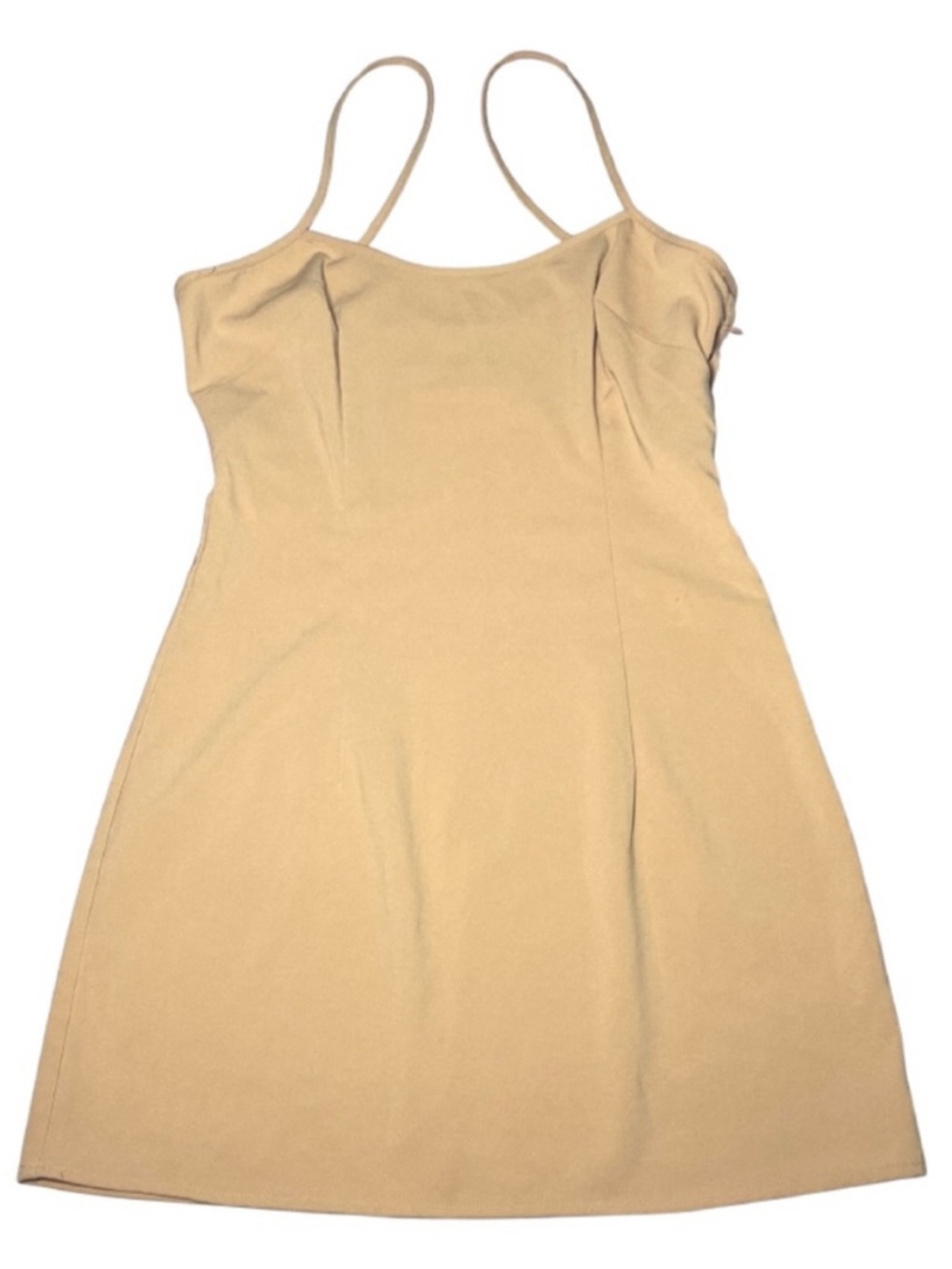 Self-Portrait 6 Mini Spaghetti Strap Sheath Slip Dress A-Line Darting Nude Tan